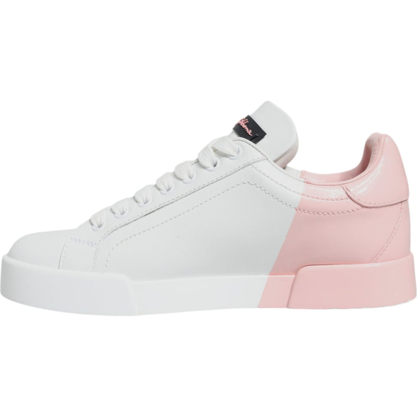 Dolce & Gabbana White Pink Portofino Low Top Sneakers Shoes Dolce & Gabbana