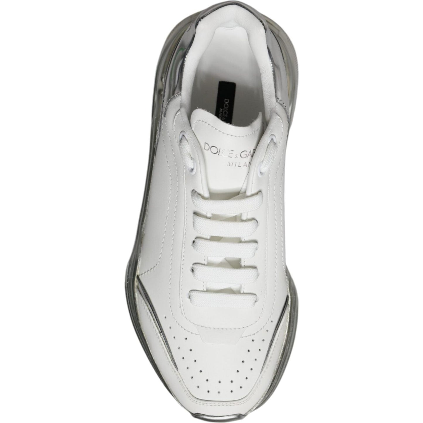 Dolce & Gabbana Silver White Daymaster Low Top Sneakers Shoes Dolce & Gabbana