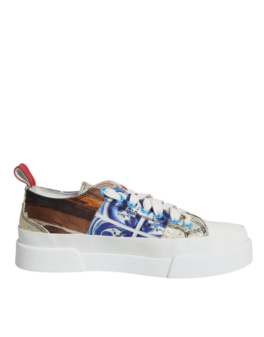 Dolce & Gabbana Multicolor Patchwork Low Top Sneakers Shoes Dolce & Gabbana