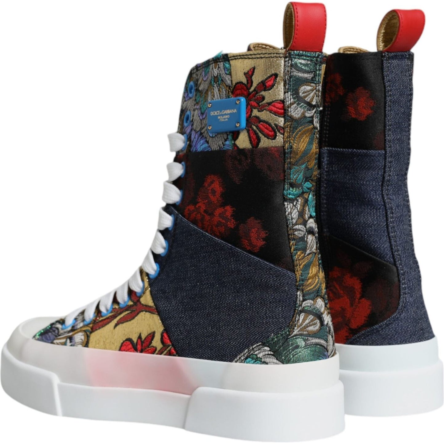 Dolce & Gabbana Multicolor Patchwork Logo High Top Sneakers Shoes Dolce & Gabbana