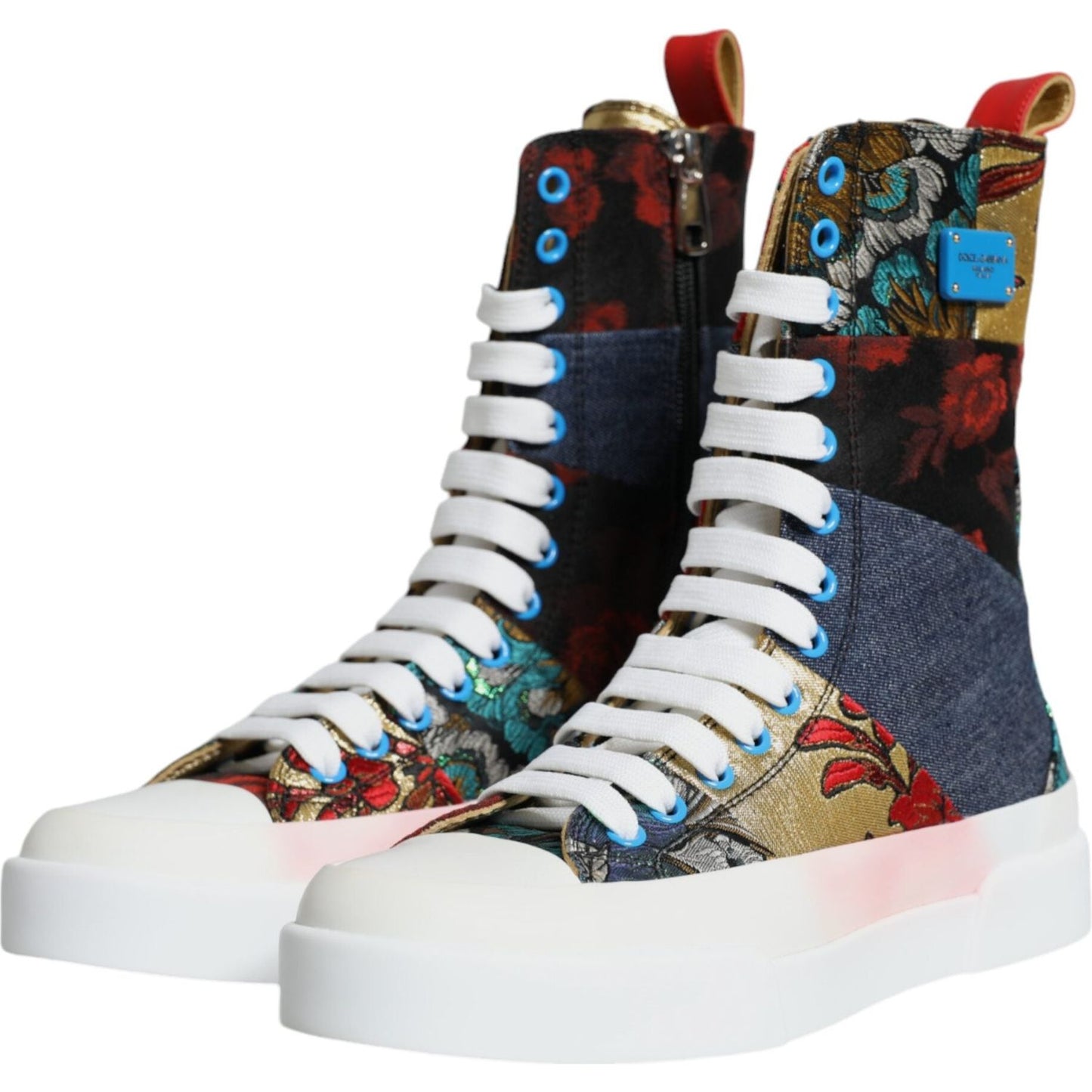 Dolce & Gabbana Multicolor Patchwork Logo High Top Sneakers Shoes Dolce & Gabbana