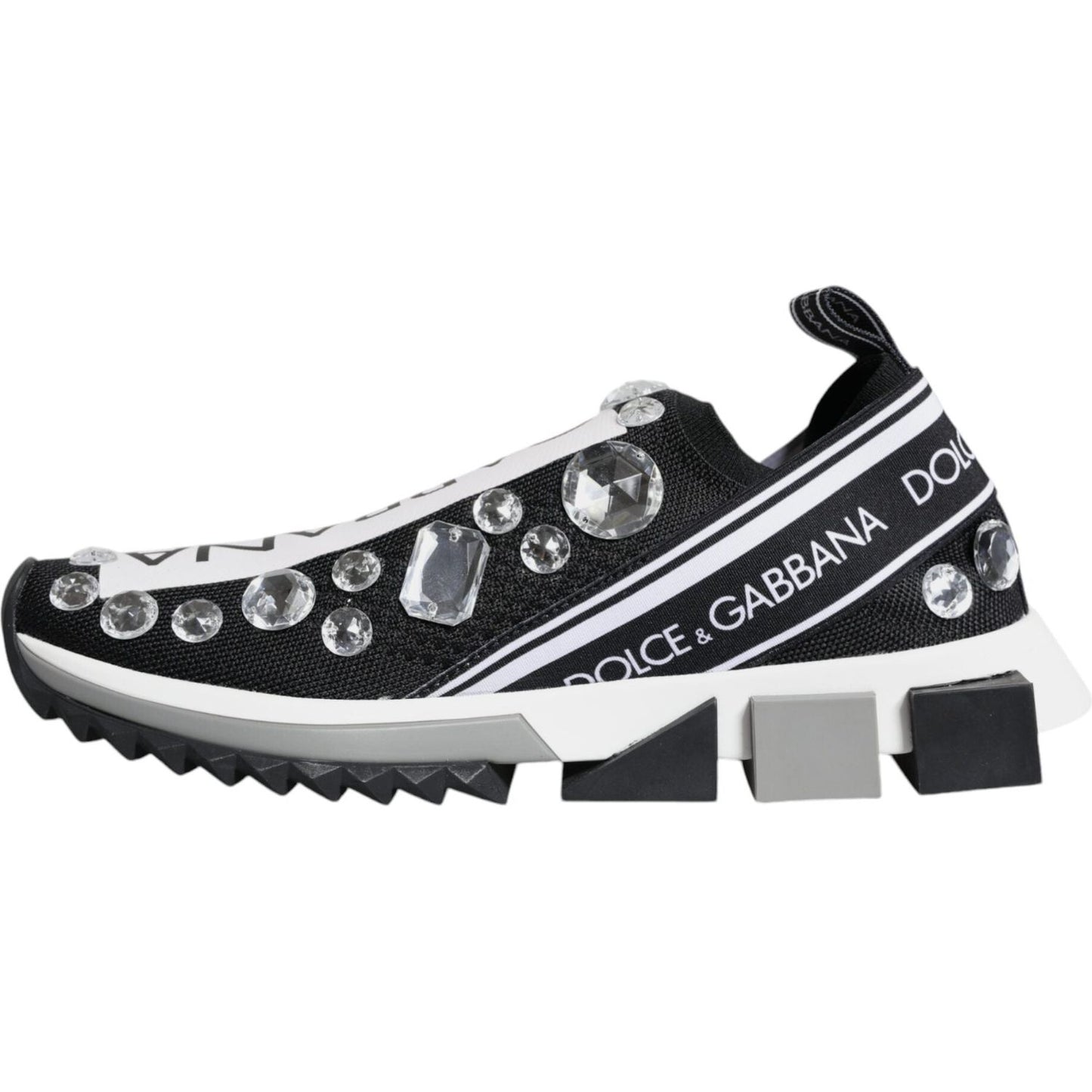 Dolce & Gabbana Black Sorrento Crystals Low Top Sneakers Shoes Dolce & Gabbana