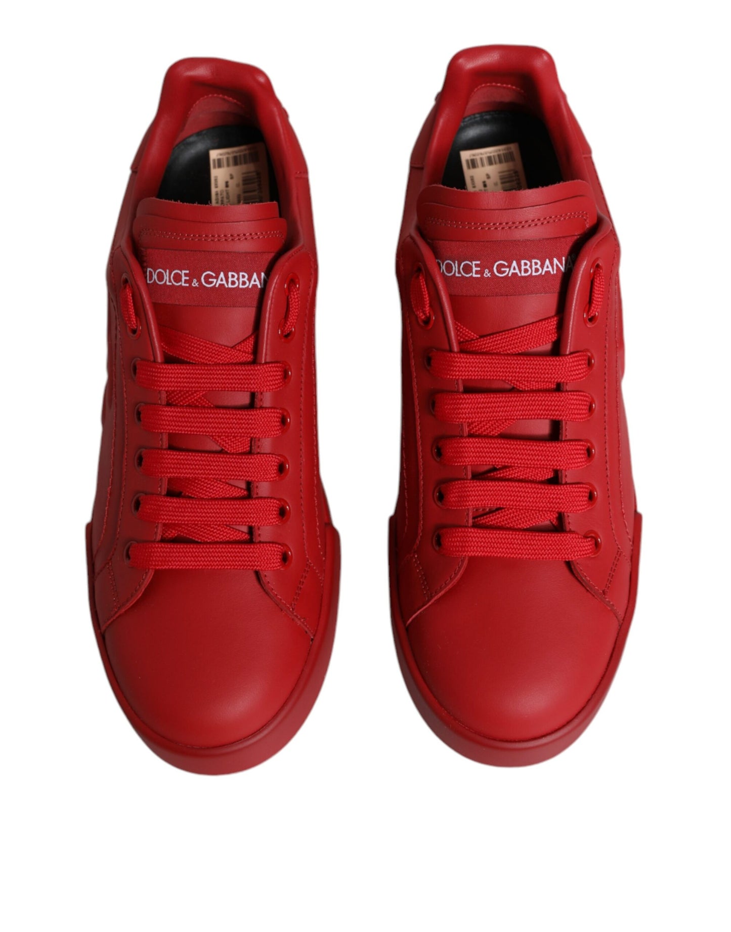 Dolce & Gabbana Red Leather Low Top Women Sneakers Shoes Dolce & Gabbana