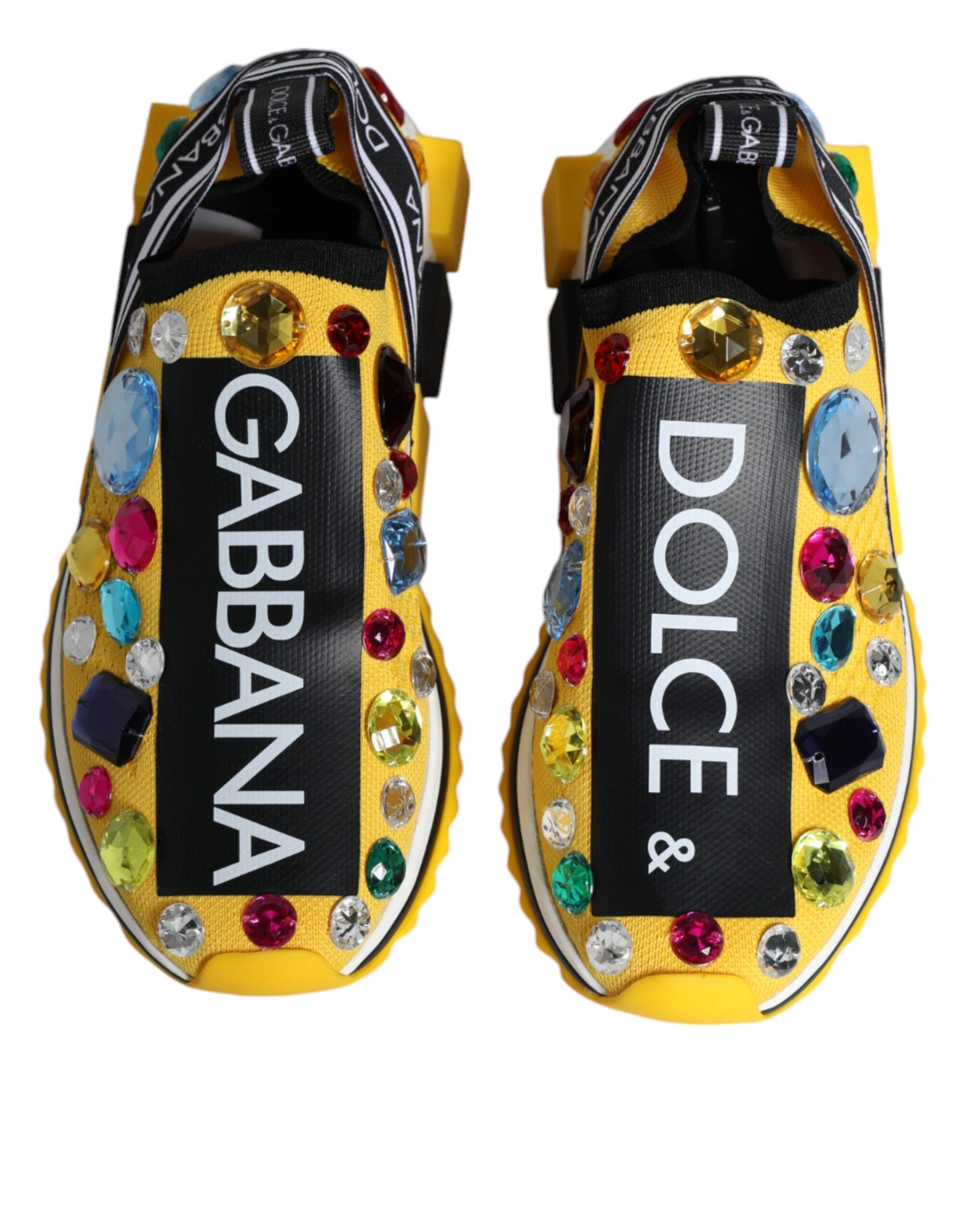 Dolce & Gabbana Yellow Sorrento Crystals Low Top Sneakers Shoes Dolce & Gabbana