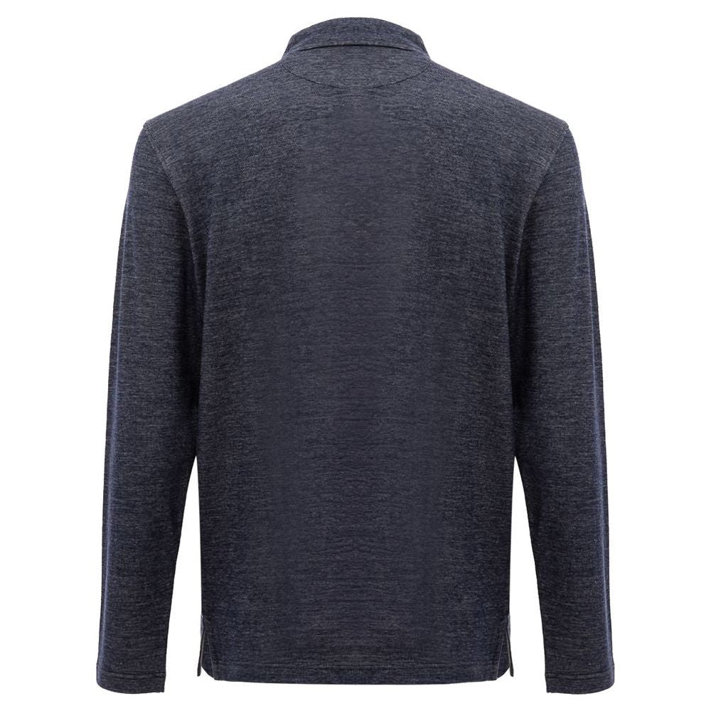 Corneliani Blue Wool Polo Shirt Corneliani