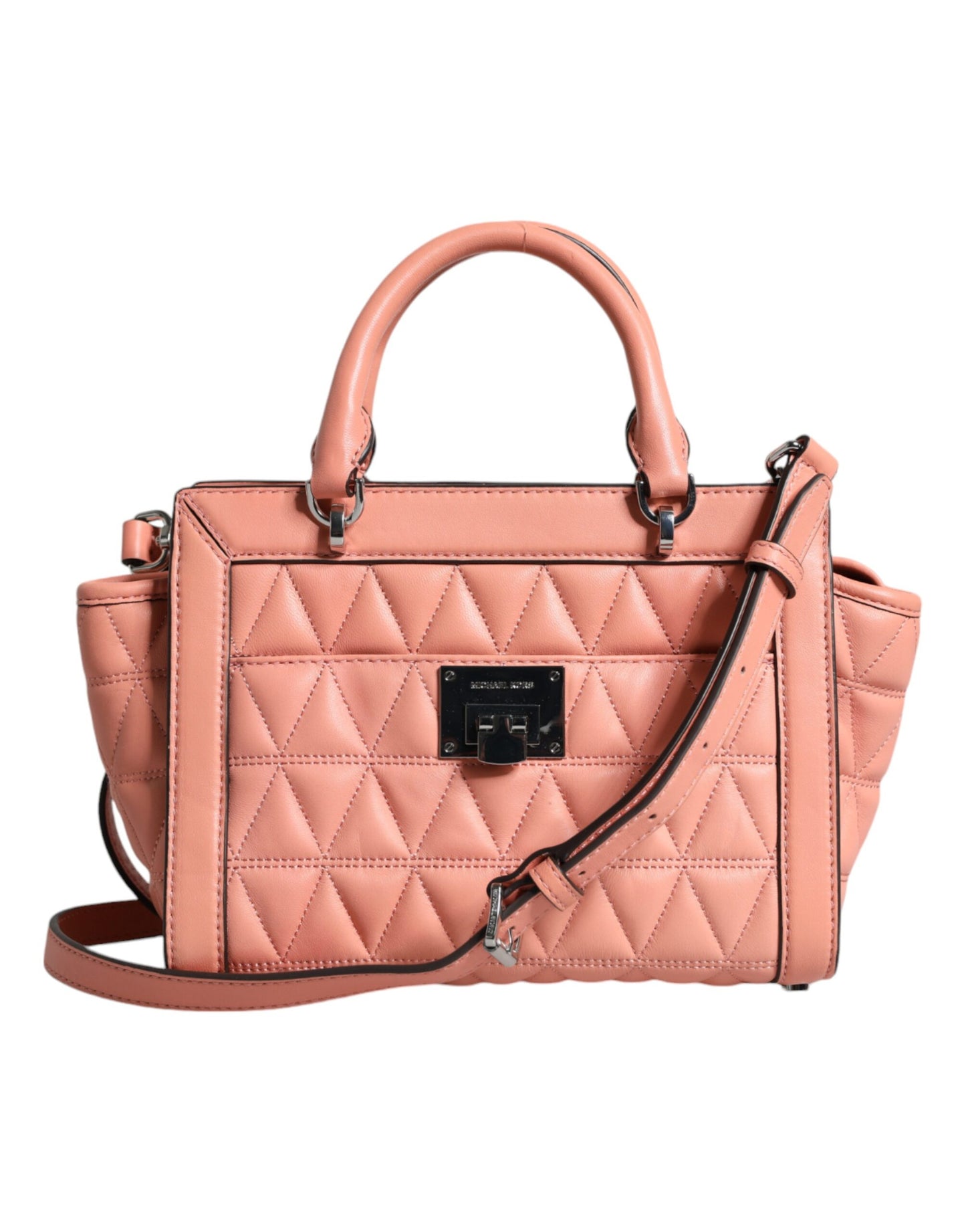 Michael Kors Peach Quilted Leather Logo Crossbody VIVIANNE Messenger Bag Michael Kors