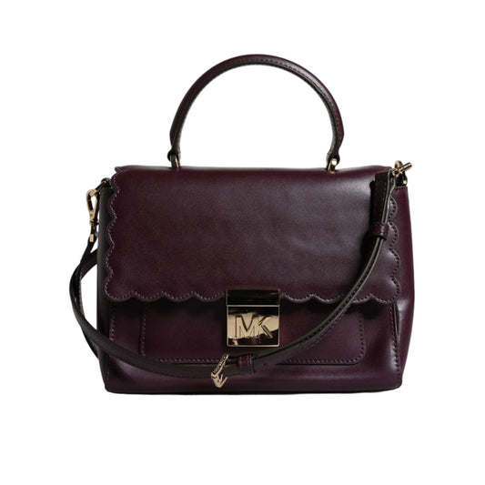 Michael Kors Purple Leather Logo Plaque Crossbody MINDY Satchel Bag Michael Kors