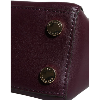 Michael Kors Purple Leather Logo Plaque Crossbody MINDY Satchel Bag