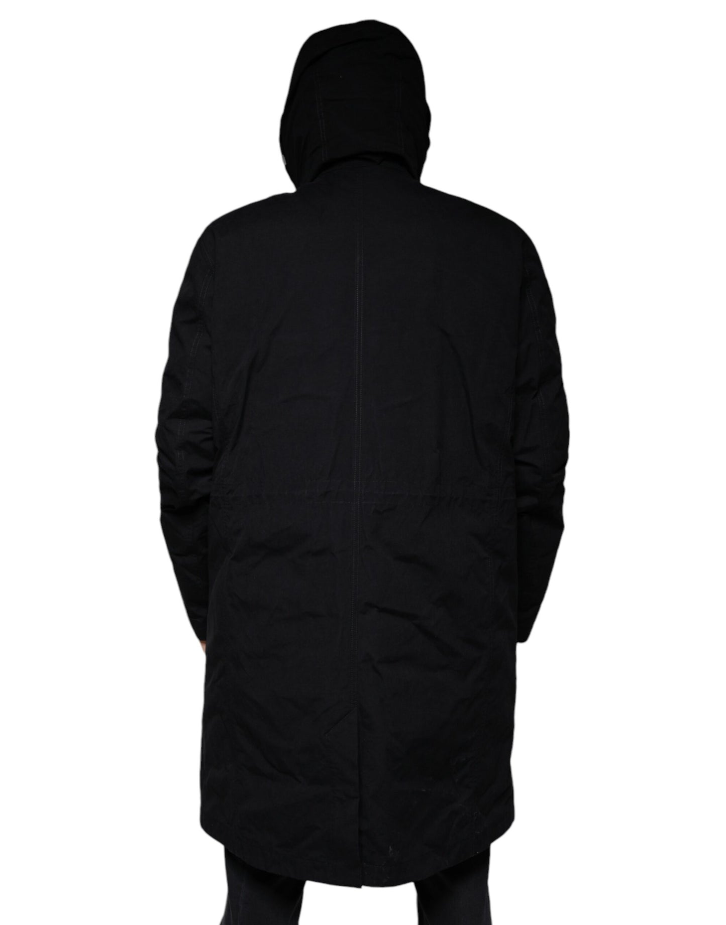 Dolce & Gabbana Black Hooded Parka Cotton Trench Coat Jacket Dolce & Gabbana