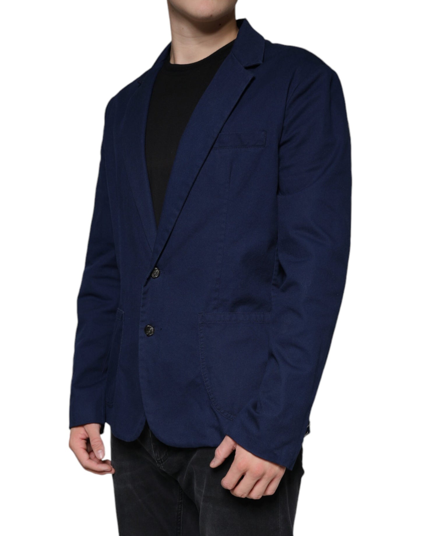 Dolce & Gabbana Blue Notch Single Breasted Dress Coat Blazer Dolce & Gabbana