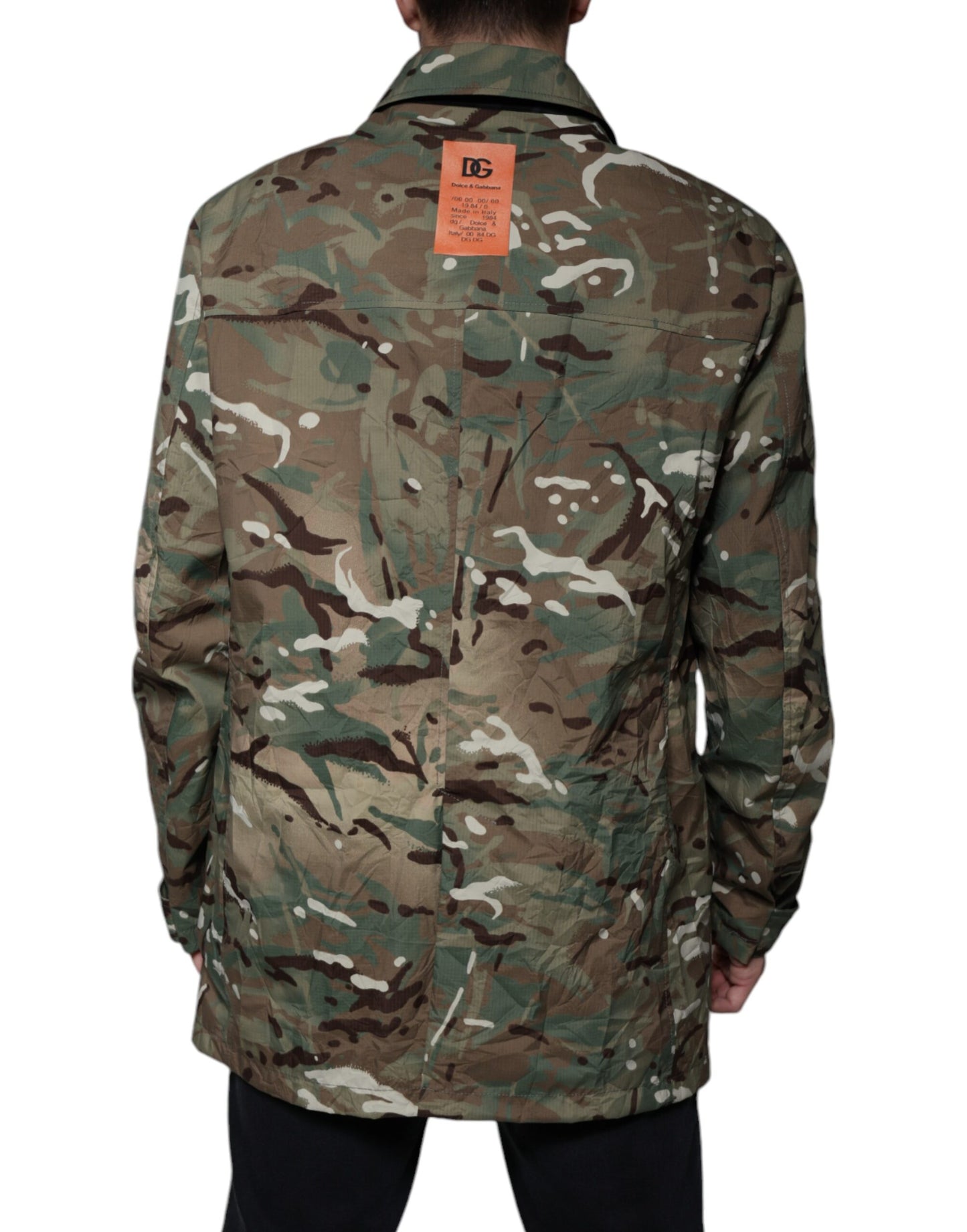 Dolce & Gabbana Multicolor Camouflage Collared Coat Jacket Dolce & Gabbana