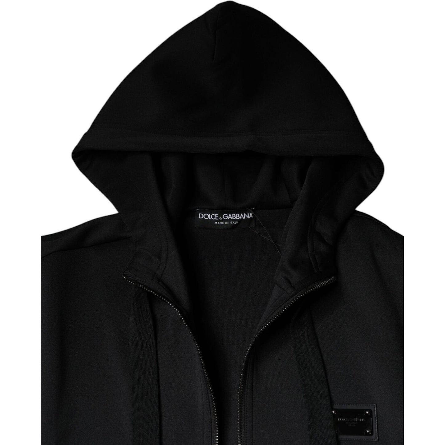 Dolce & Gabbana Black Hooded Logo Plaque Bomber Jacket Dolce & Gabbana