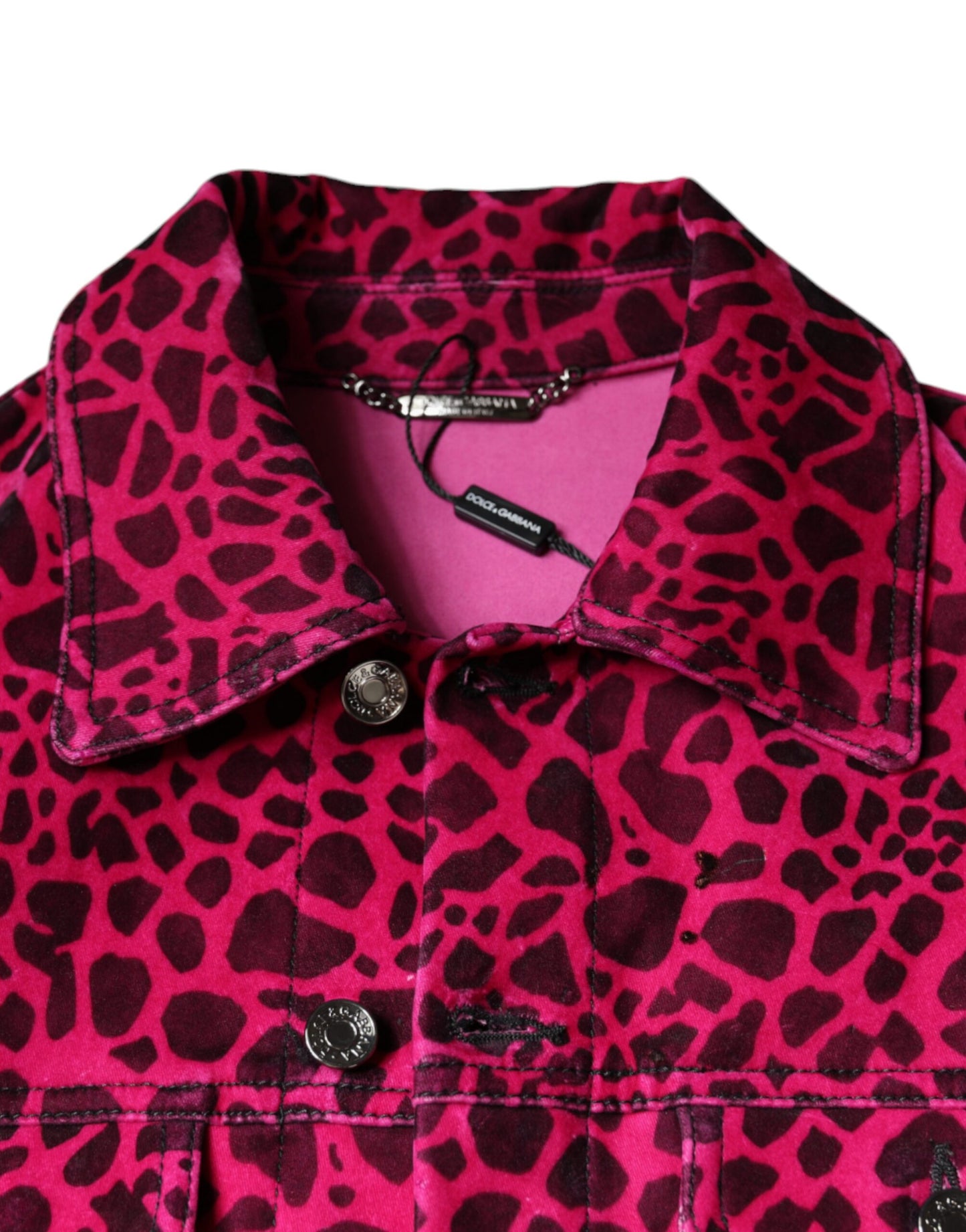 Dolce & Gabbana Fuchsia Leopard Button Down Collared Jacket Dolce & Gabbana