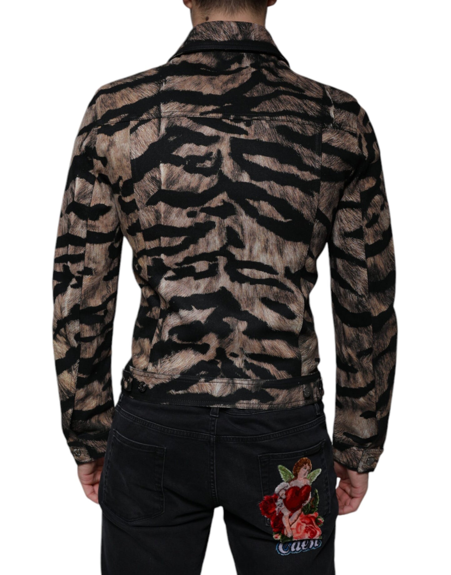 Dolce & Gabbana Brown Tiger Button Down Collared Jacket Dolce & Gabbana