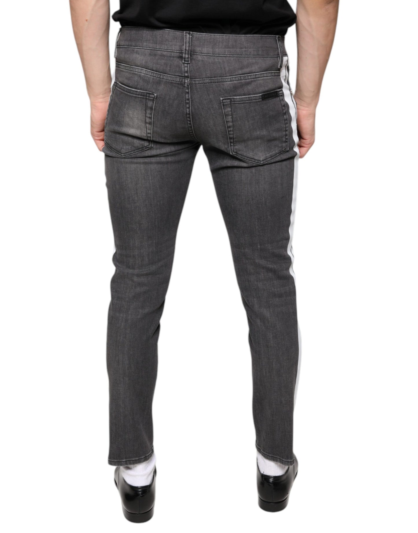 Dolce & Gabbana Black Tattered Cotton Skinny Men Denim Jeans Dolce & Gabbana