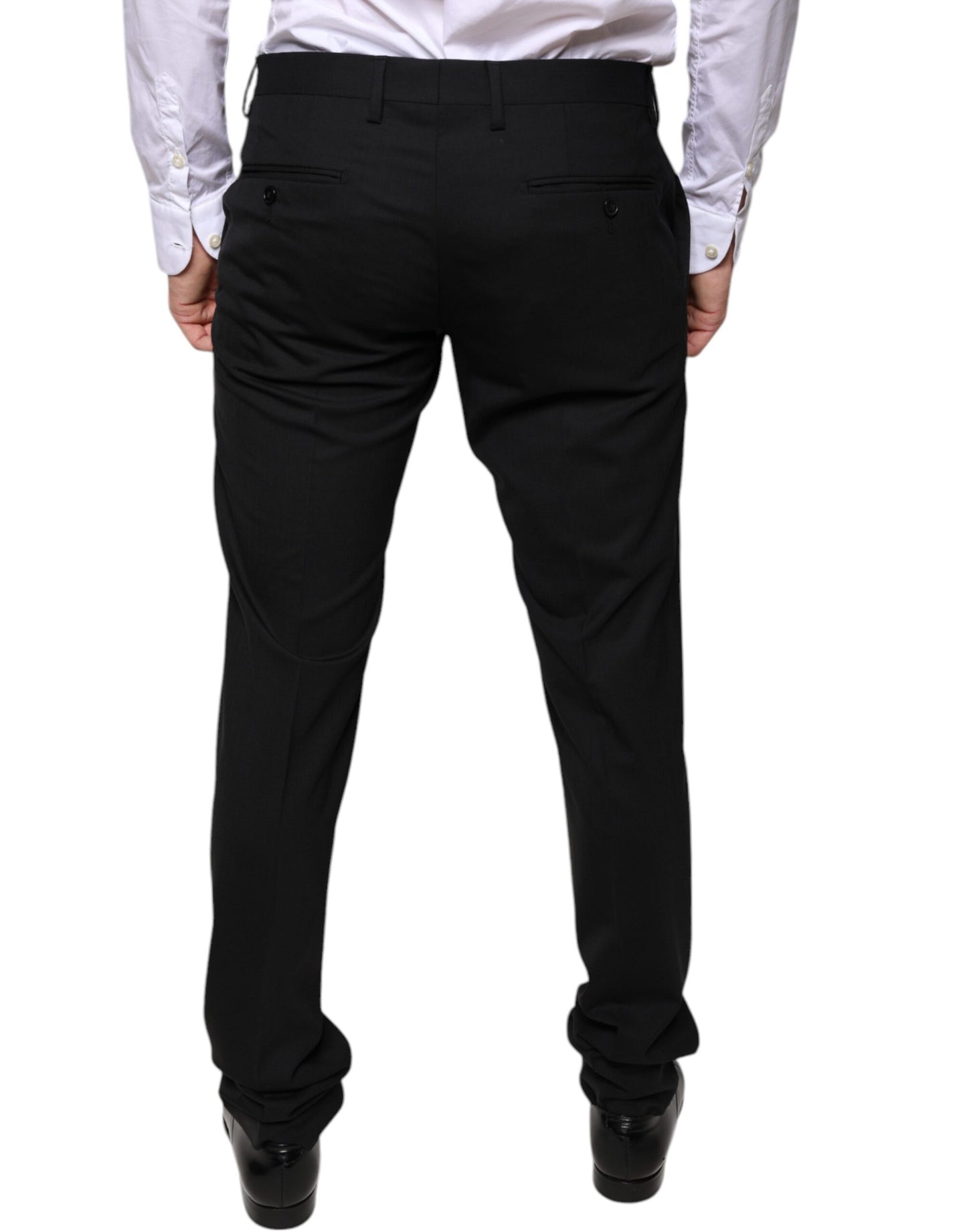 Dolce & Gabbana Black Wool Skinny Dress Formal Pants Dolce & Gabbana