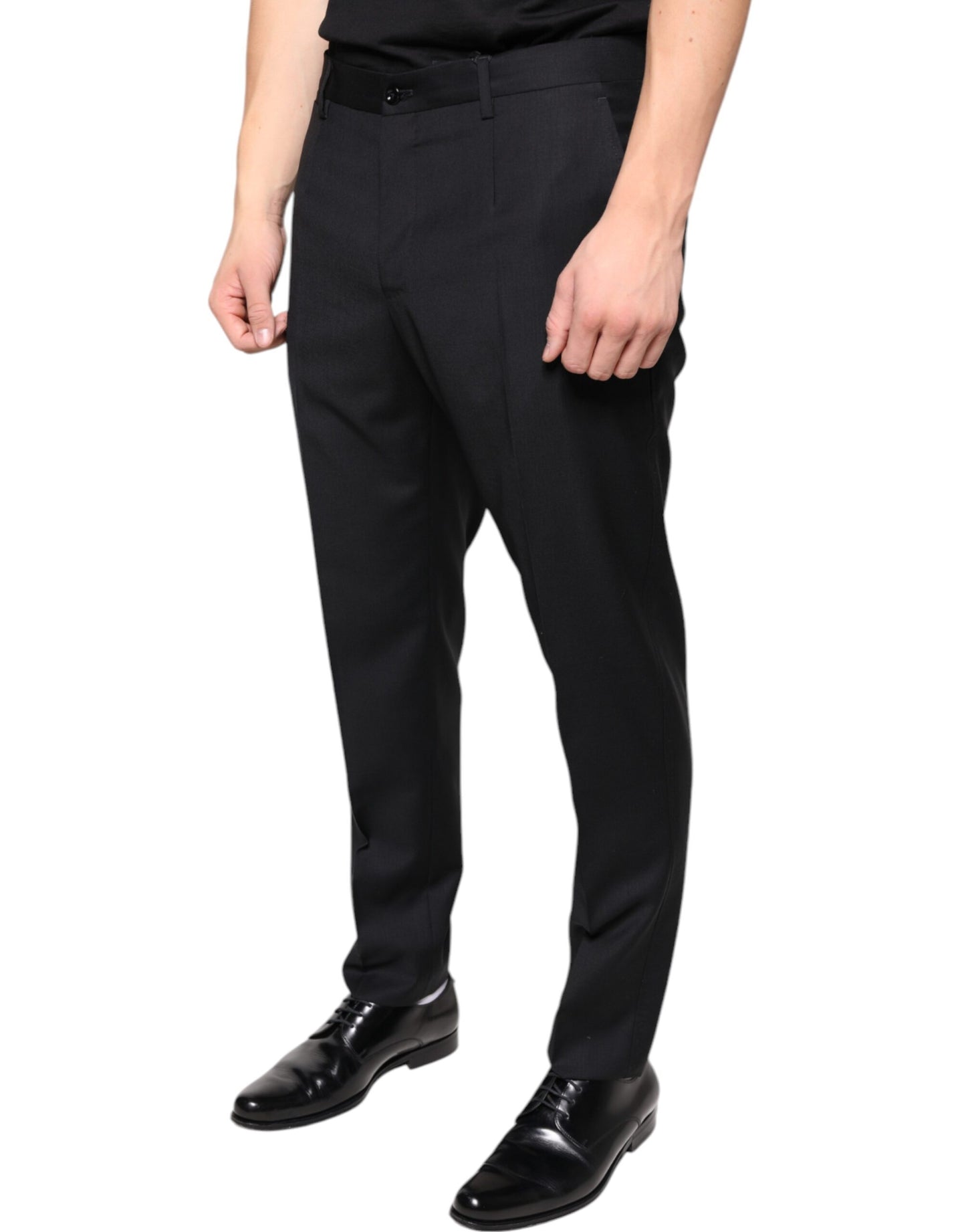 Dolce & Gabbana Black Wool Skinny Men Dress Pants Dolce & Gabbana