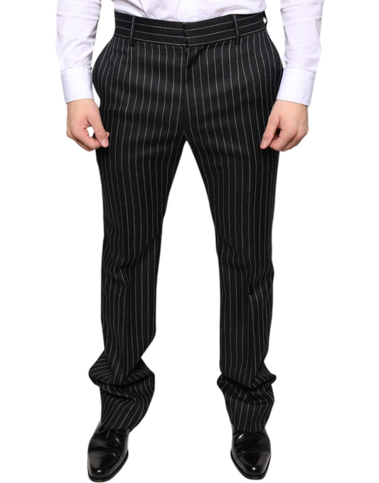 Dolce & Gabbana Black Stripes Skinny Men Dress Pants Dolce & Gabbana