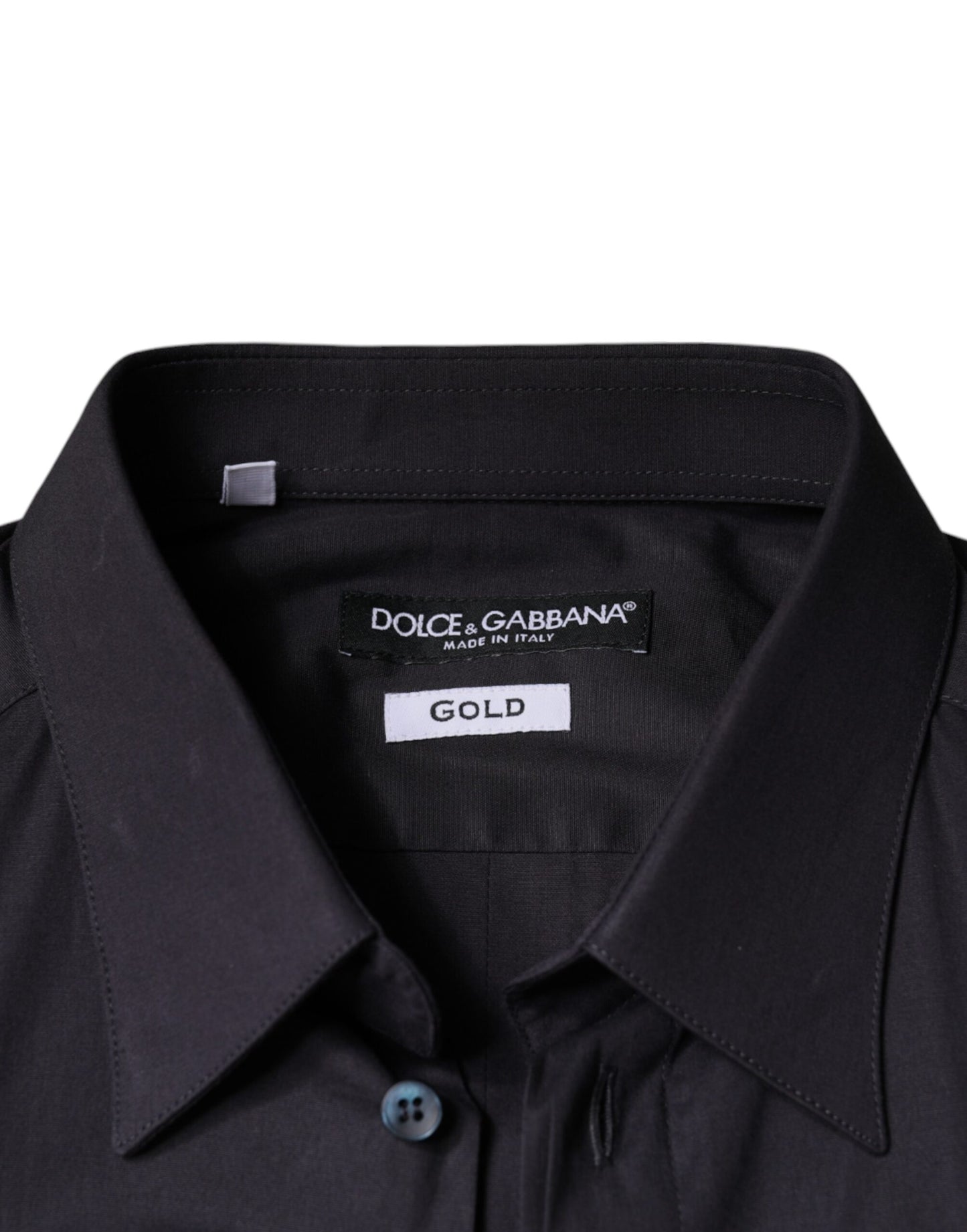 Dolce & Gabbana Black Cotton Stretch Dress GOLD Formal Shirt Dolce & Gabbana