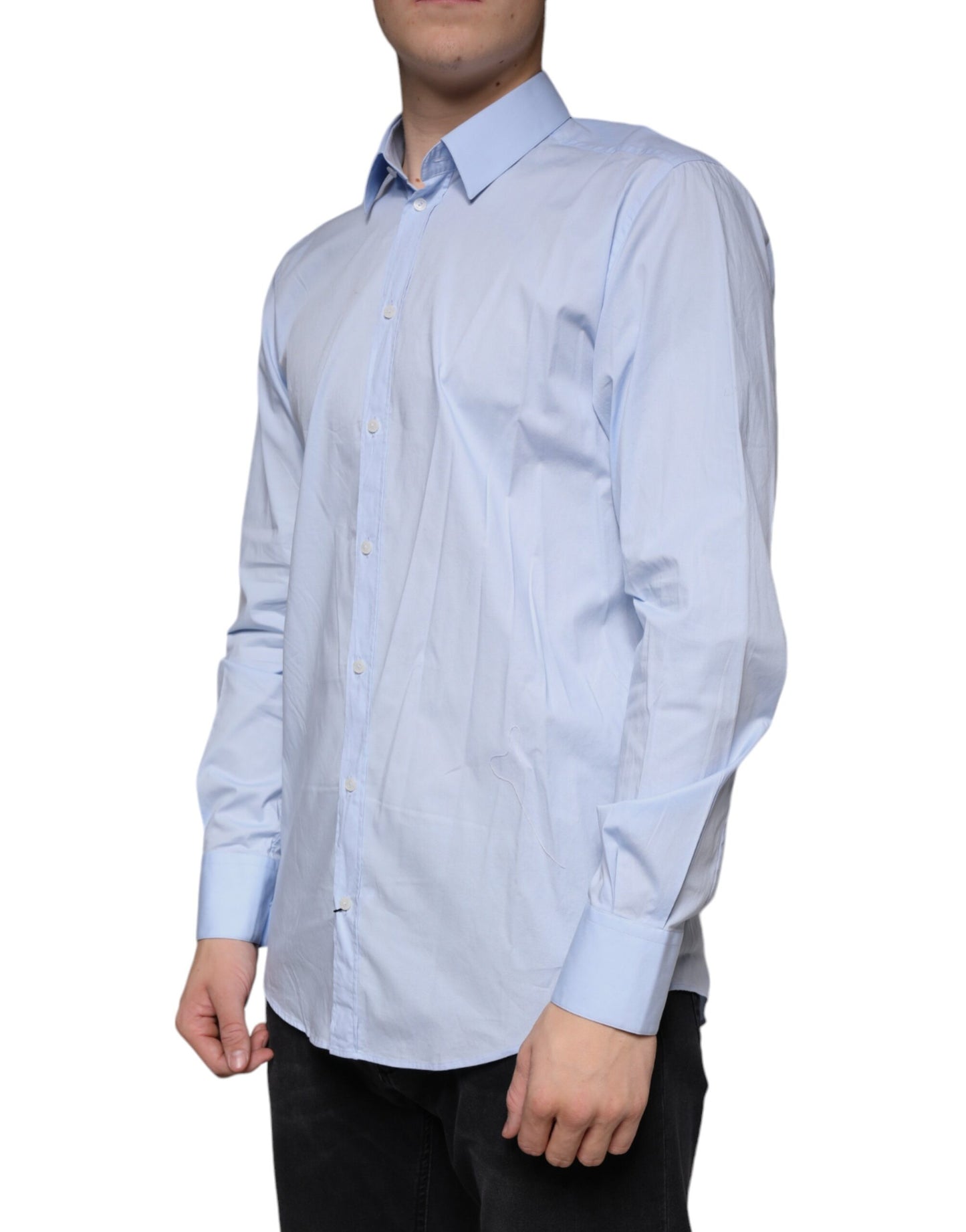 Dolce & Gabbana Light Blue MARTINI Cotton Dress Formal Shirt Dolce & Gabbana