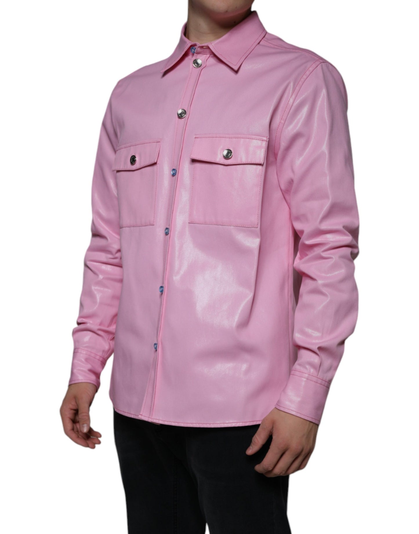 Dolce & Gabbana Pink Cotton Collared Button Down Shirt Dolce & Gabbana