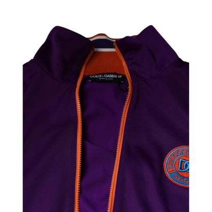 Dolce & Gabbana Purple Polyester Full Zip Long Sleeve Sweater Dolce & Gabbana