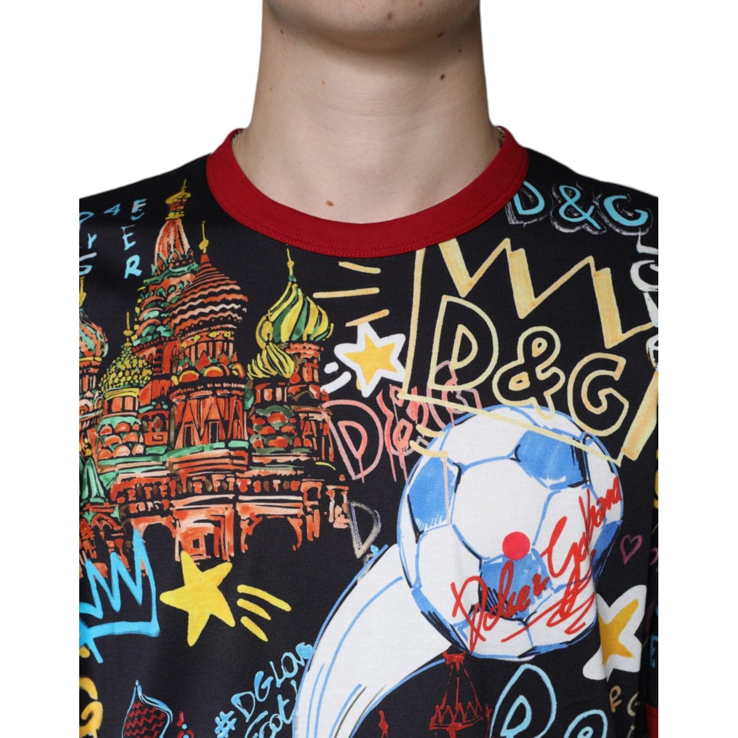 Dolce & Gabbana Multicolor Graphic Print Cotton Crew Neck T-shirt