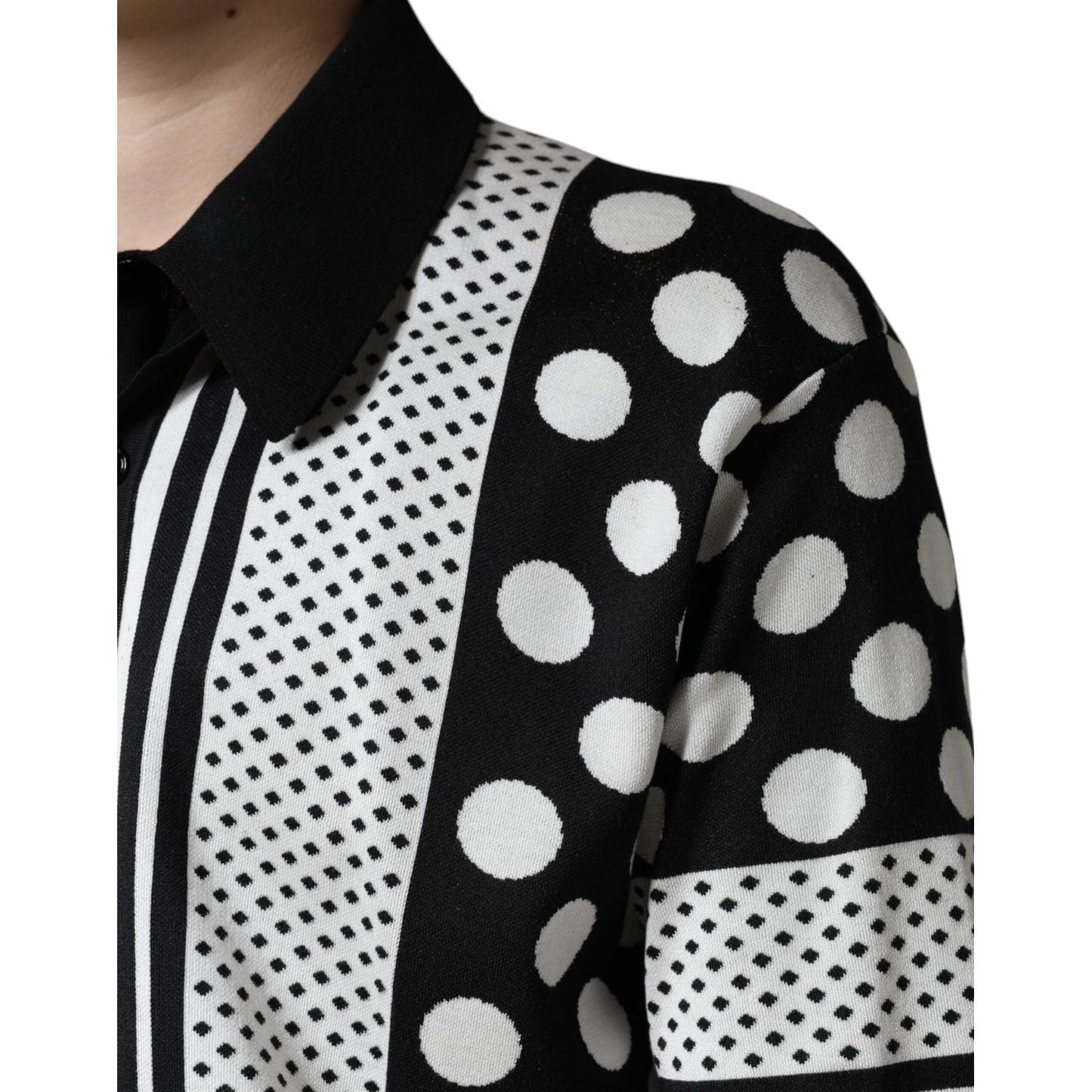 Dolce & Gabbana Black White Polka Dot Collared Polo T-shirt Dolce & Gabbana