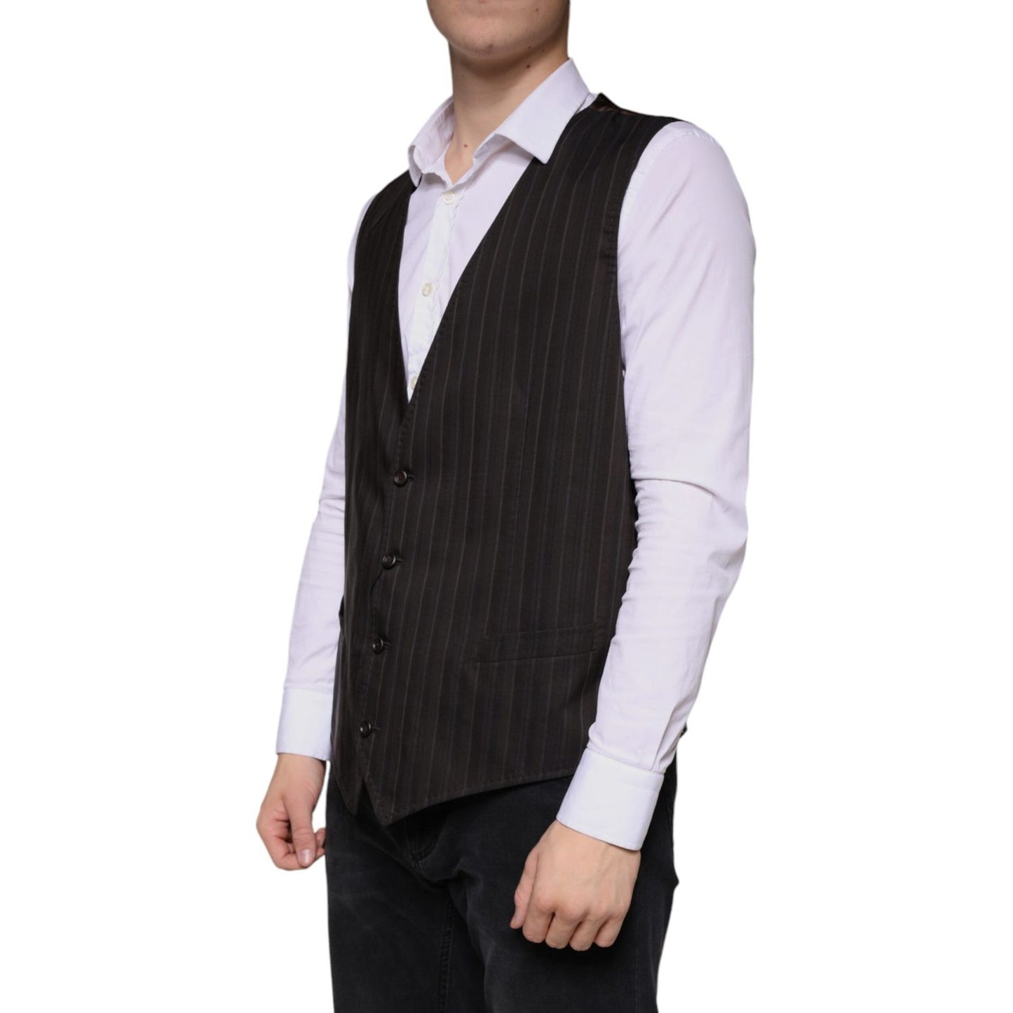 Dolce & Gabbana Black Cotton Waistcoat Dress Formal Vest Dolce & Gabbana