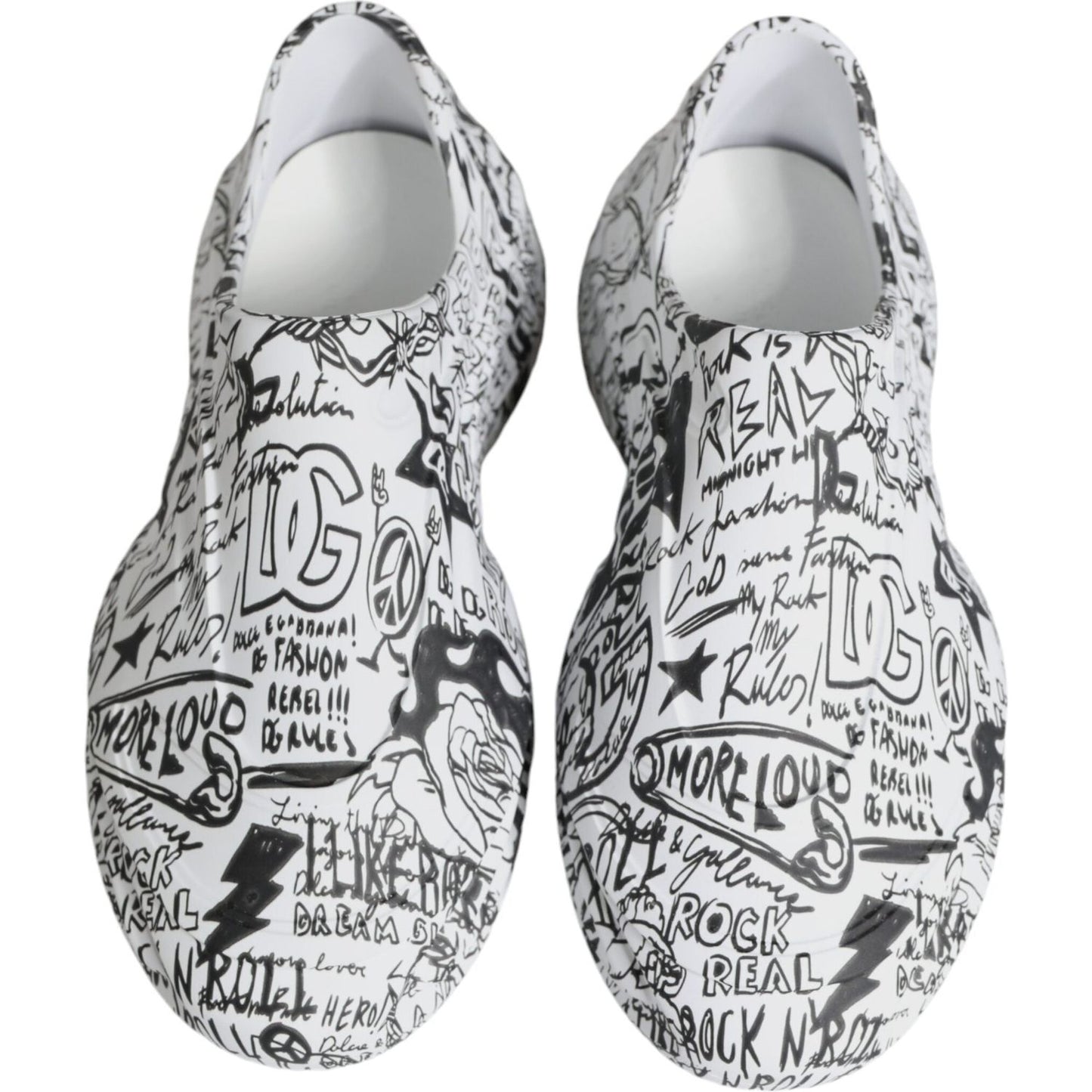 Dolce & Gabbana White Black Graffiti Daymaster Sneakers Shoes