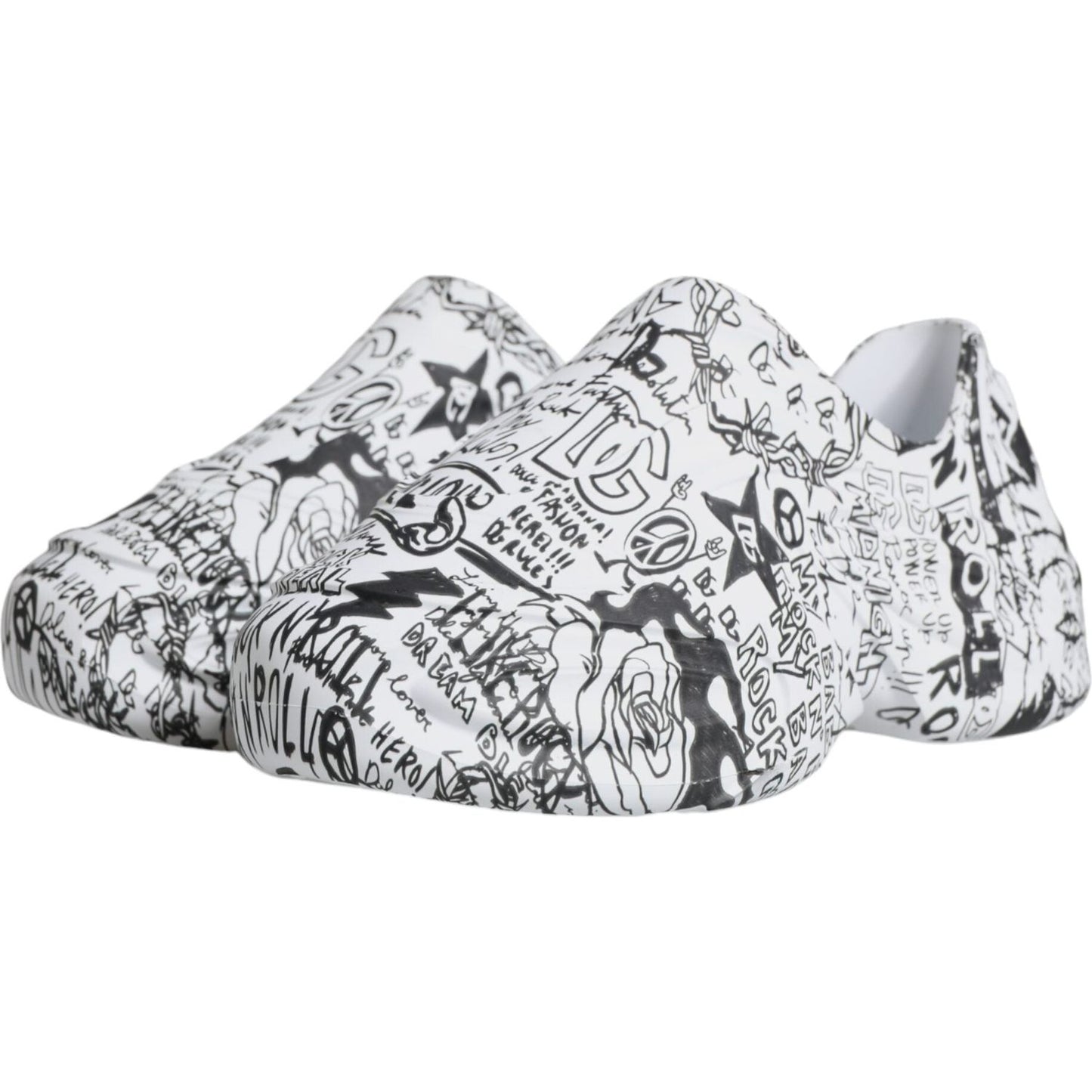 Dolce & Gabbana White Black Graffiti Daymaster Sneakers Shoes