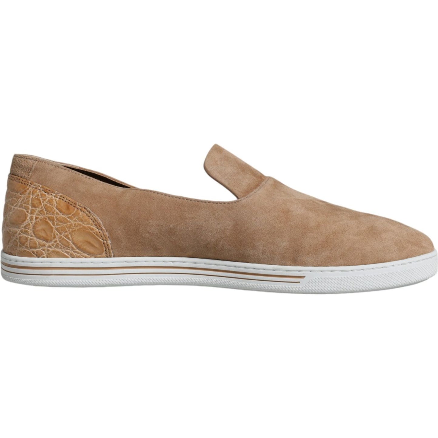 Dolce & Gabbana Beige Suede Caiman Loafers Slippers Shoes Dolce & Gabbana