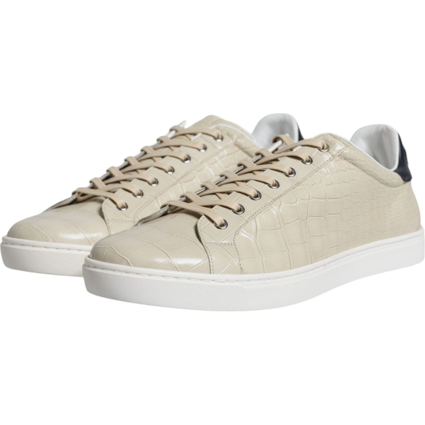 Dolce & Gabbana Beige London Leather Low Top Sneakers Shoes Dolce & Gabbana