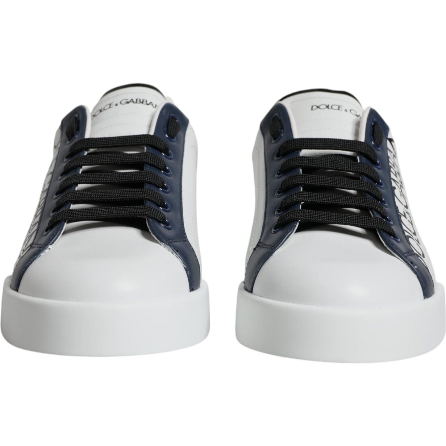 Dolce & Gabbana White Blue Leather Crown Milano Sneakers Shoes