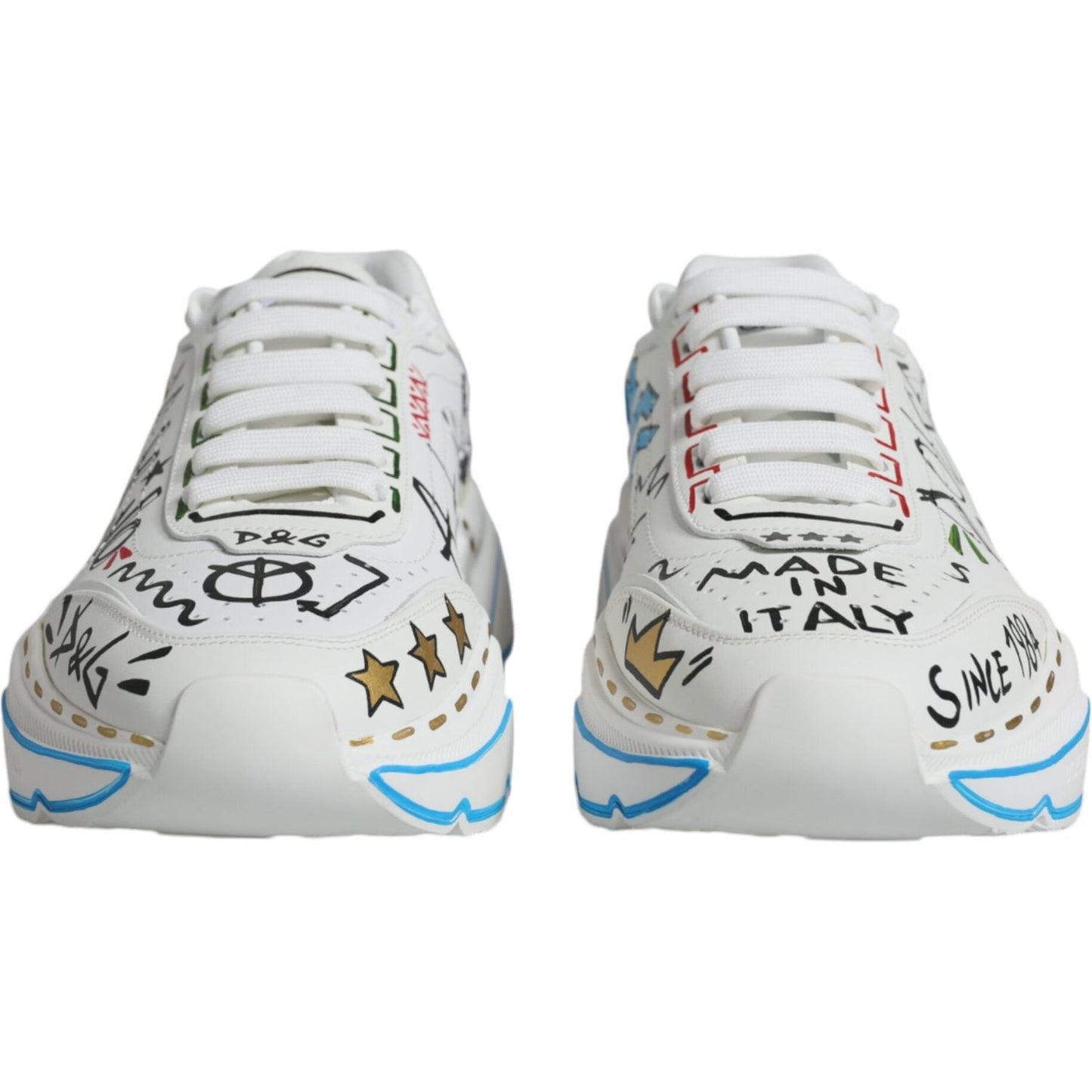 Dolce & Gabbana White Daymaster Hand Painted Sneakers Shoes Dolce & Gabbana