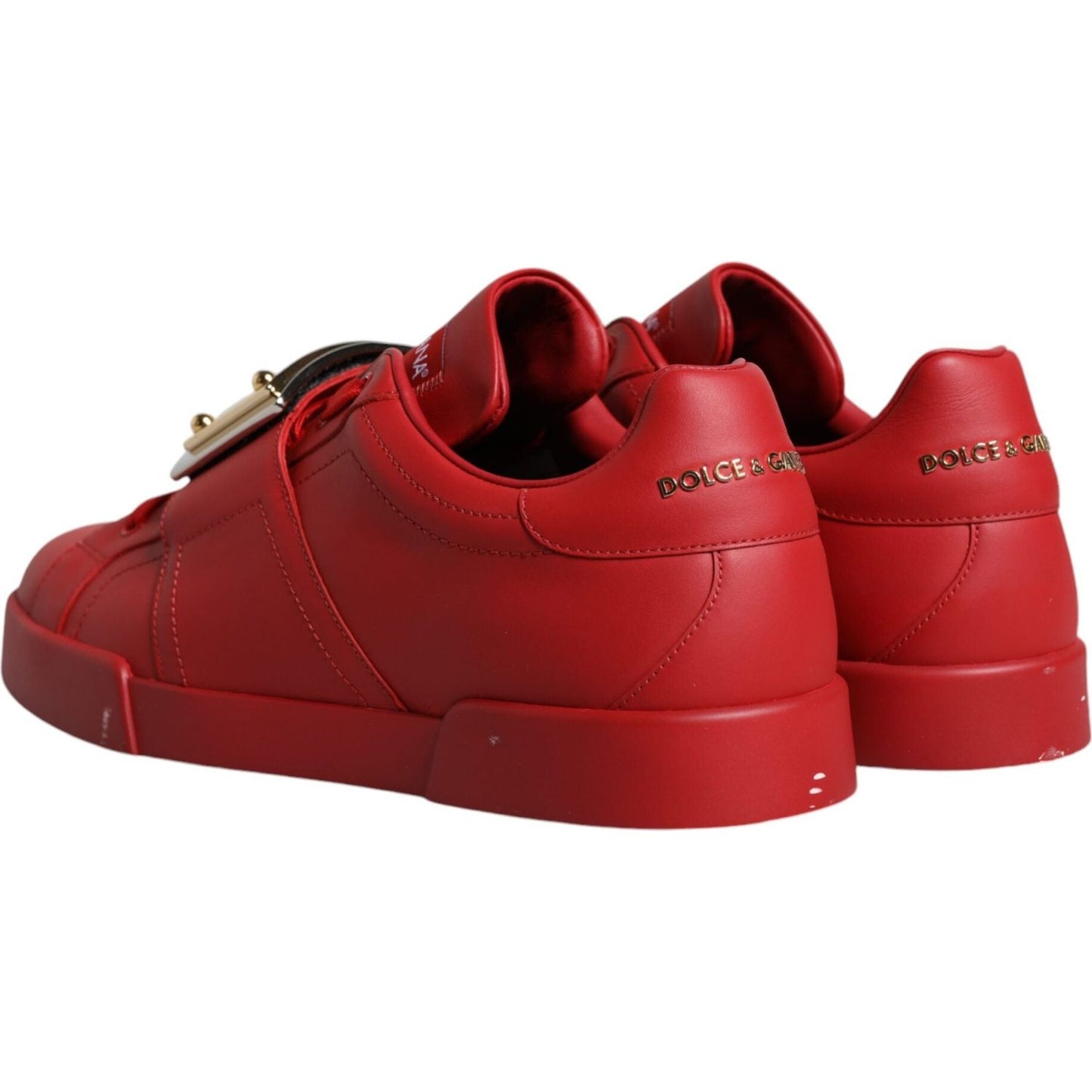 Dolce & Gabbana Red Leather Low Top Portofino Sneakers Shoes