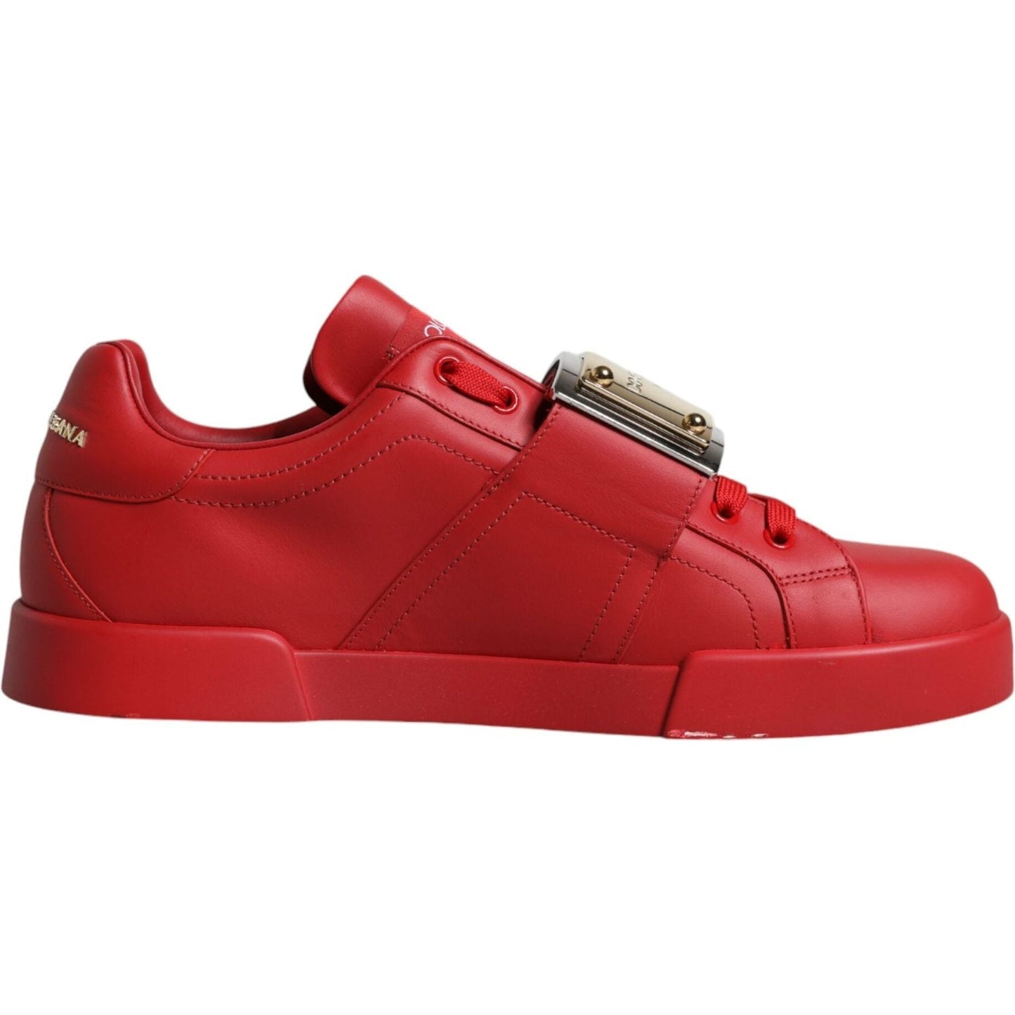 Dolce & Gabbana Red Leather Low Top Portofino Sneakers Shoes