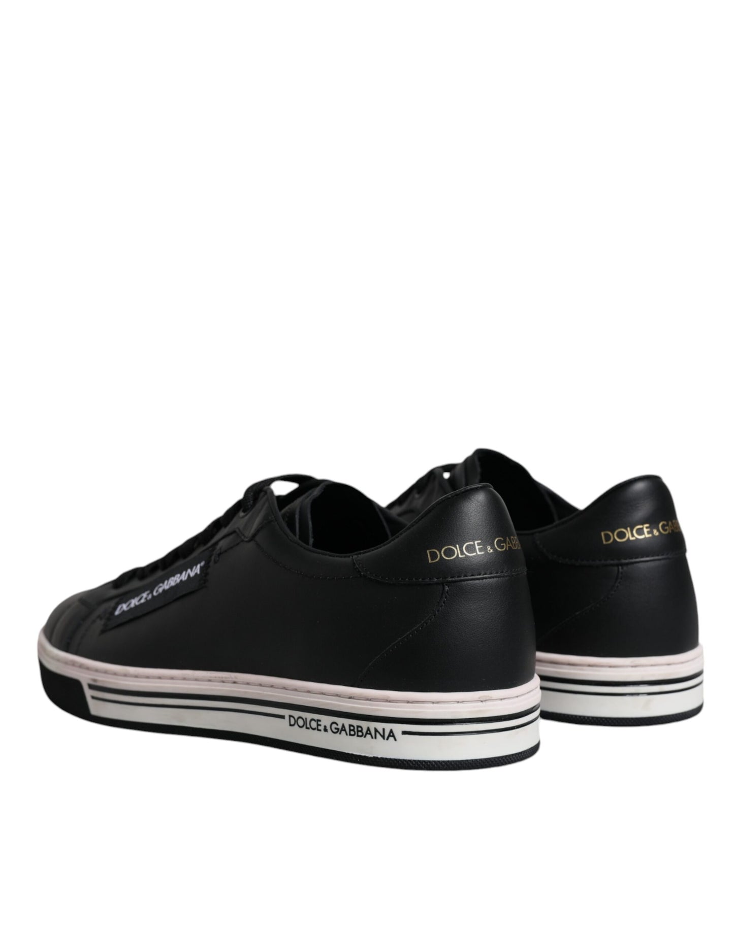 Dolce & Gabbana Black Leather Low Top Men Sneakers Shoes Dolce & Gabbana