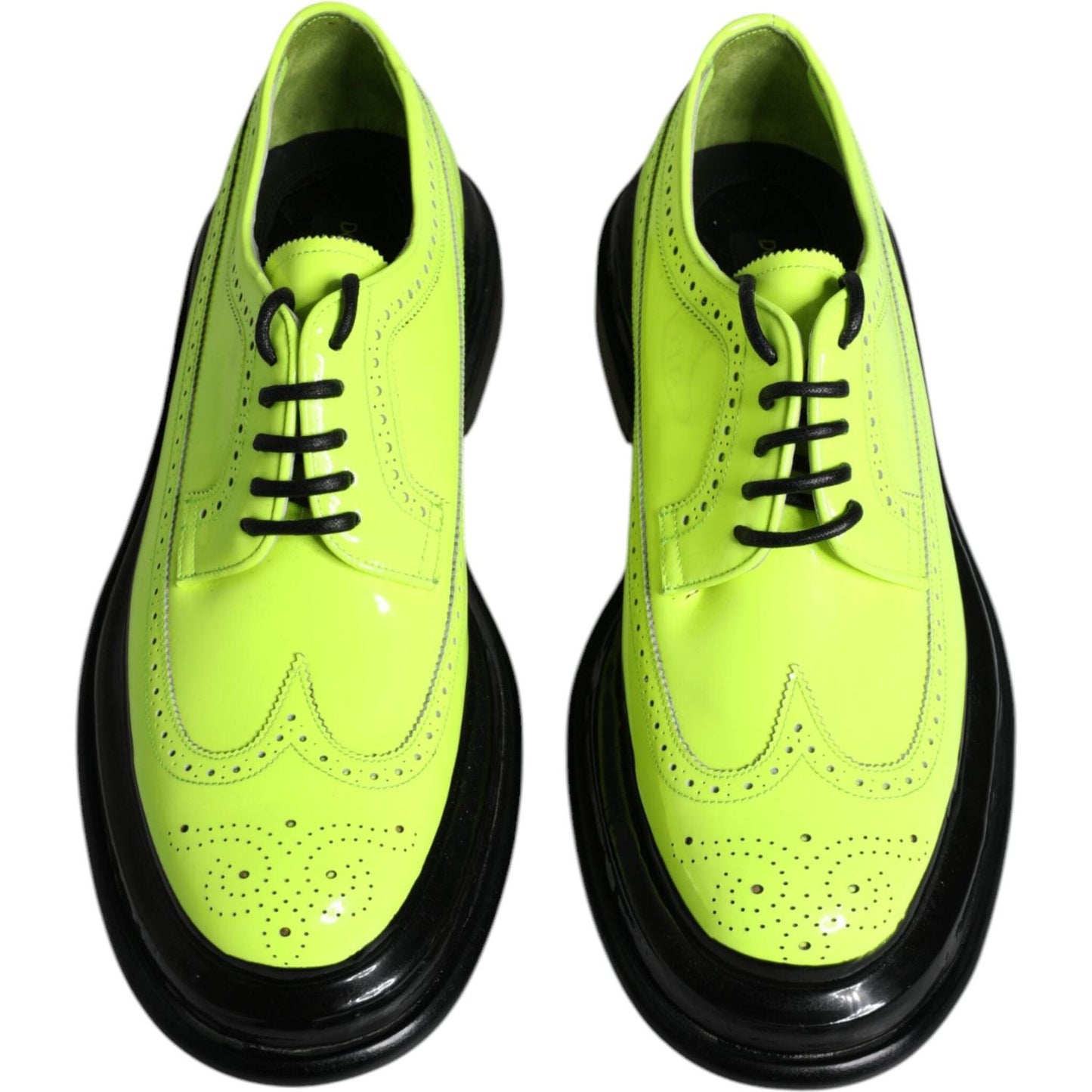 Dolce & Gabbana Neon Green Leather Lace Up Derby Dress Shoes Dolce & Gabbana