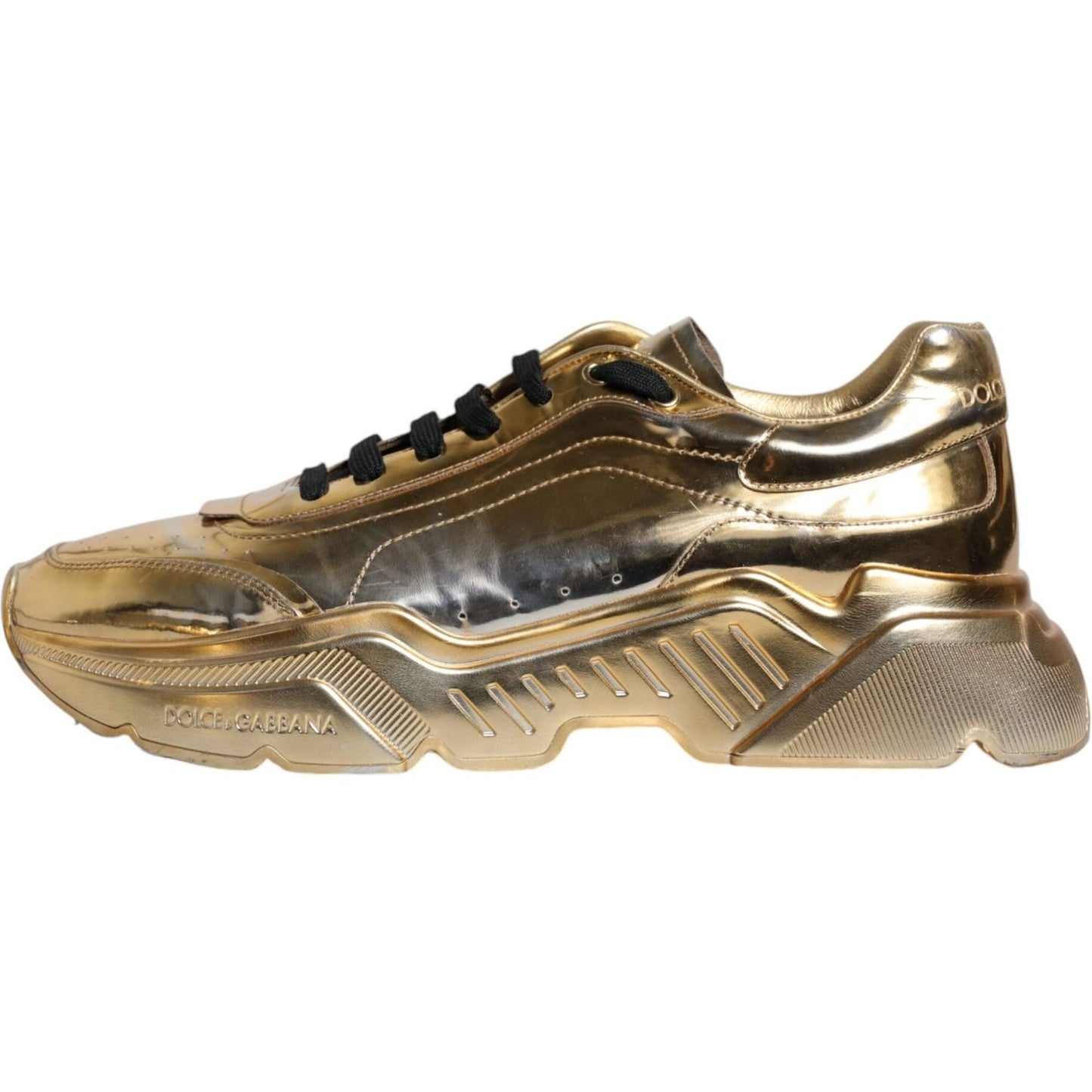 Dolce & Gabbana Gold Leather Daymaster Low Top Sneakers Shoes Dolce & Gabbana