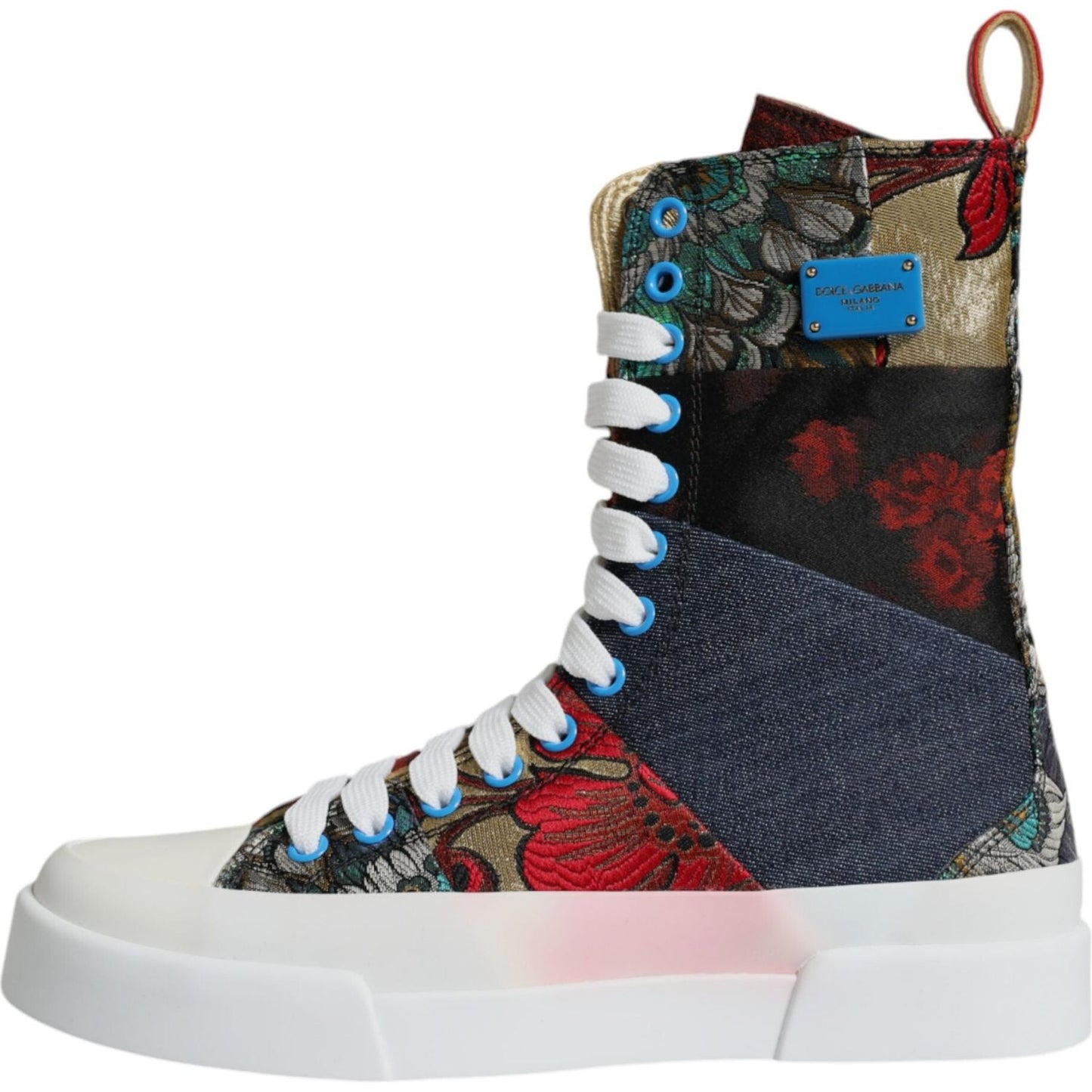 Dolce & Gabbana Multicolor Patchwork High Top Sneakers Shoes Dolce & Gabbana