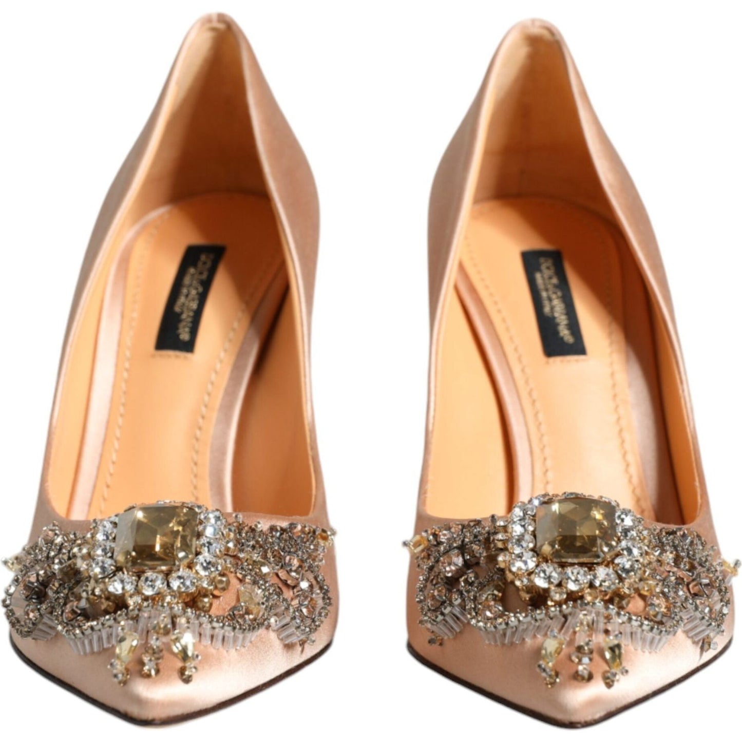 Dolce & Gabbana Beige Satin Crystal High Heels Pumps Shoes Dolce & Gabbana