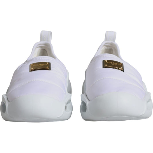 Dolce & Gabbana White Padded Fabric Low Top Sneakers Shoes Dolce & Gabbana