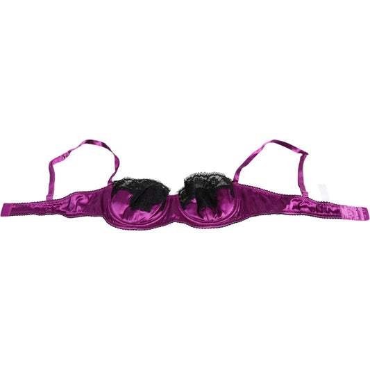 Dolce & Gabbana Purple Silk Underwired Balconette Bra Underwear