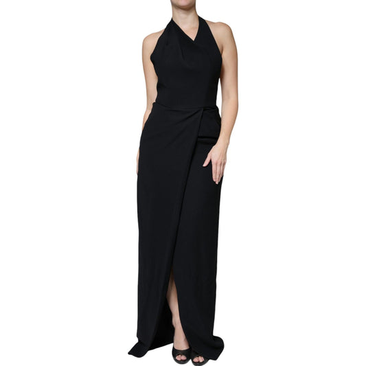 Emporio Armani Black Sleeveless Halter Sheath Long Gown Dress