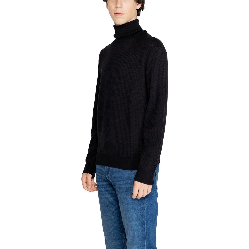 Armani Exchange Black Cotton Sweater Armani Exchange