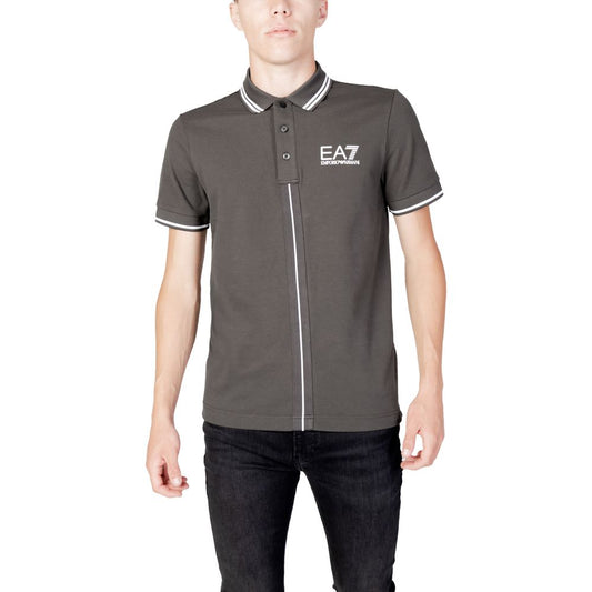 EA7 Emporio Armani Gray Cotton Polo Shirt EA7 Emporio Armani