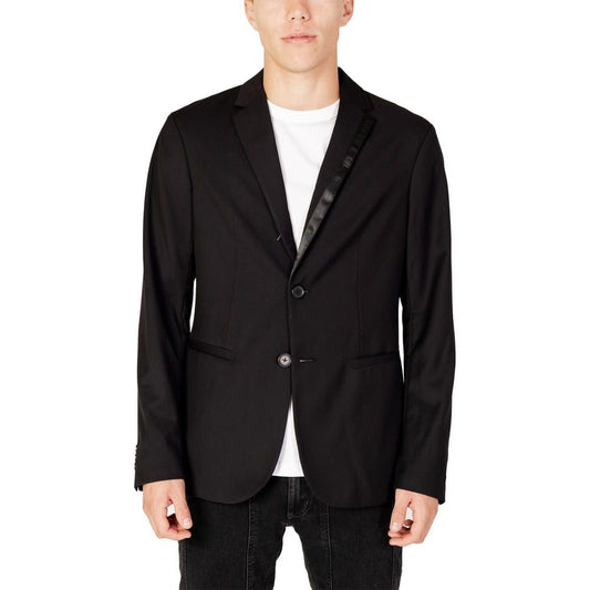 Armani Exchange Black Polyester Blazer Armani Exchange