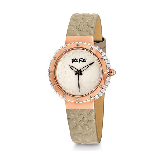 Folli Follie Beige Leather Watch Folli Follie Tan