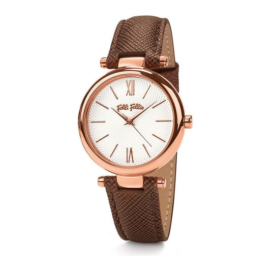 Folli Follie Brown Leather Watch Folli Follie Antique White